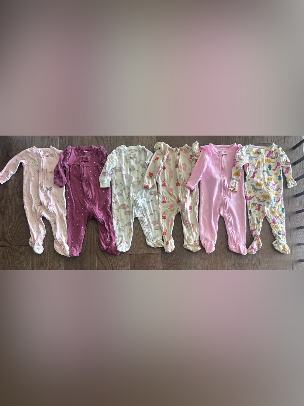 Lot of 6 Size 6-9 month/9 month Baby Gotl's Zippered Sleepers